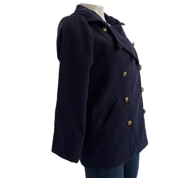 XinyuFushi Pea Coat Blue Jacket Gold Button Women's Coat Size Small - Picture 6 of 11
